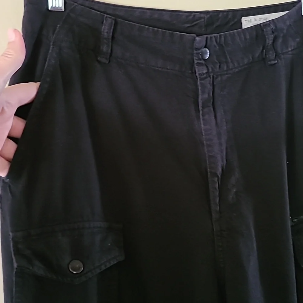 Rag & Bone Women's Modern Cargo Organic Cotton Pants Black Wide Leg